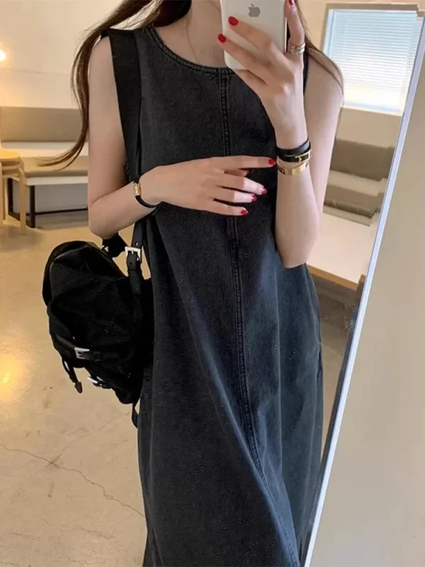 Korean Back Loose A-line Undershirt Denim Dresses