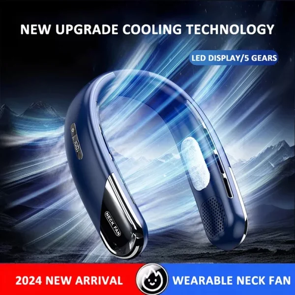 2024 New Neck Fan Mute Portable Fan LED Digital Display 5th Gear