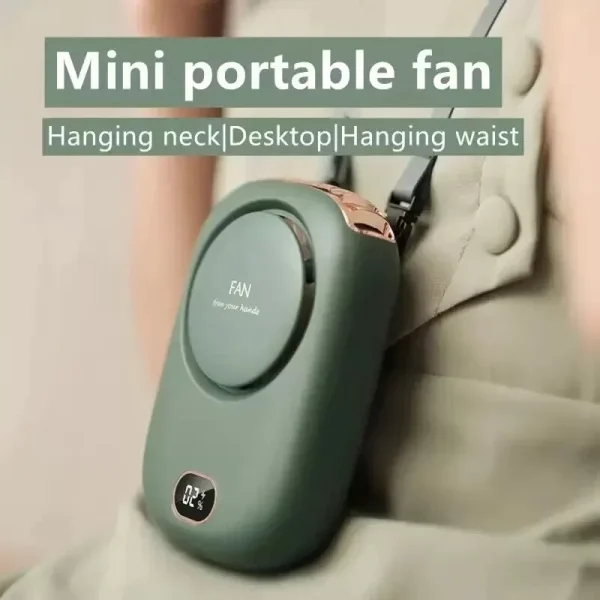 Portable Hanging Neck Fan Mini Cooling Waist Bladeless USB Rechargeable