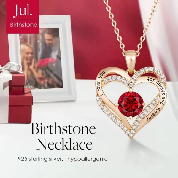 Birthstone Nacklace for Wife, Mom, or Girlfriend on Birthday or Valentine’s Day