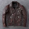 Vintage Brown Motorcycle Leather Jacket Men in pakistan - Image 2