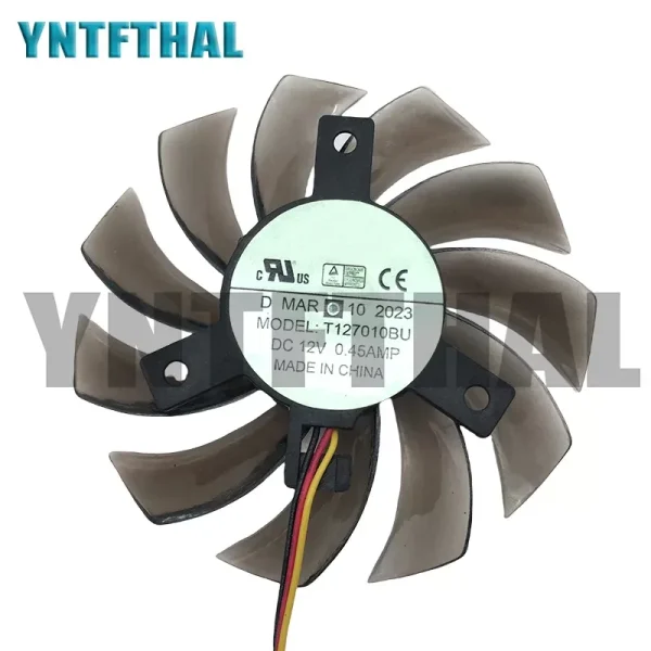 For Everflow Graphics Cooling Fan T127010BU DC12V 0.45A 3Lines Computer Cooler 7.5CM