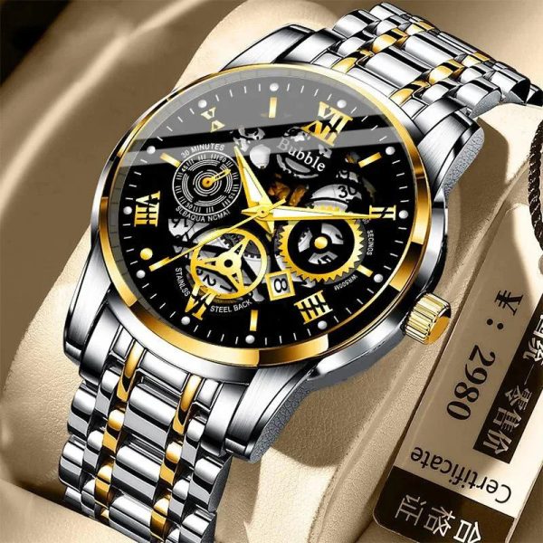 UTHAI L93 Watch For Men Trendy High end Light Luxury Versatile Quartz Watches Glow Waterproof Roman Hollow Male’s Clock Watch
