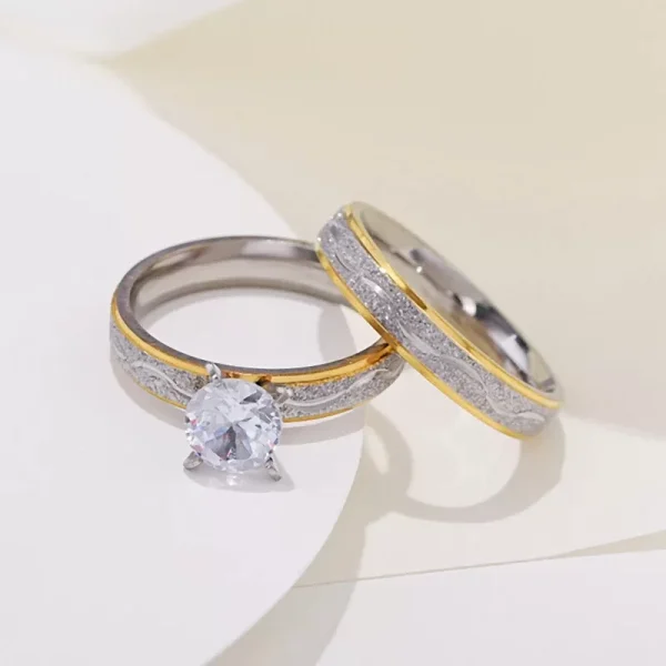 Women Stainless Steel Ring with Zircon Korean Style Jewelry