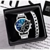 business steel straps round dial wrist watches hand watch-silver watch- men - Image 2