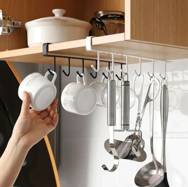 Heavy-Duty Metal 6 Hook Hanger – Space-Saving Organizer