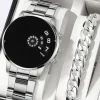 Close-up of imported mens watch showing sleek dial and branding