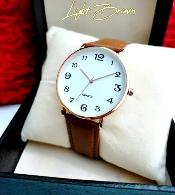 Men Casuals Fashion Watch Quartz Watches Genuine Leather Strap Business Wristwatches Watches for Boys & Men
