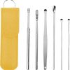 Close-up of stainless steel ear wax removal tools