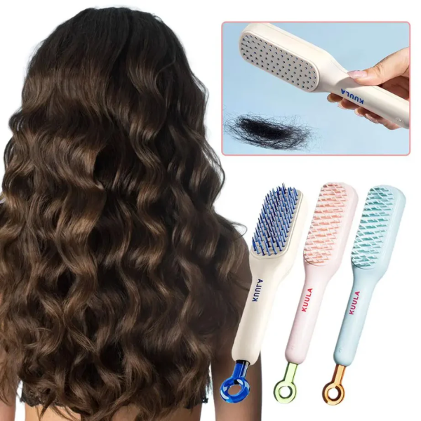 Self Cleaning Hair Brush Retractable Easy Clean Hair Brush Massage Comb with Retractable Bristles One-pull Clean Anti-Static Hair Brush for Easy Removal of Tangled Hairs – Hair Styling Tools New-One-Pull clean massage comb