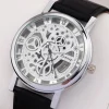 Stylish Skeleton Double Glass Leather Watch – Unisex - Image 4
