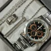 business steel straps round dial wrist watches hand watch-silver watch- men