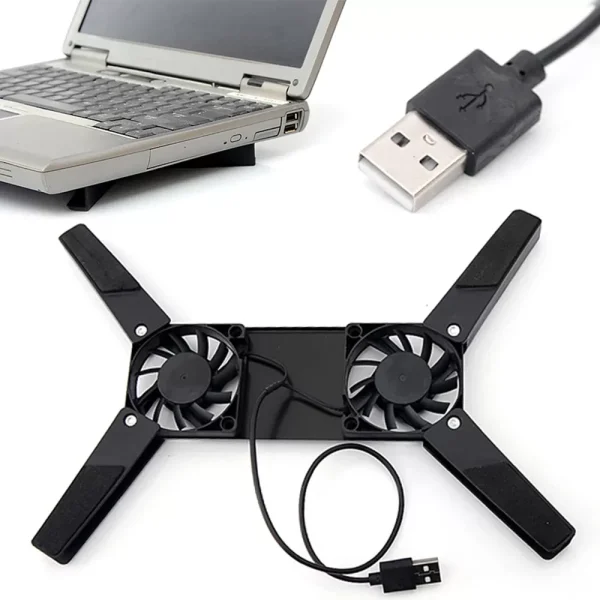 USB Laptop Cooling 2 Fan Cooler Pad Stand Laptop
