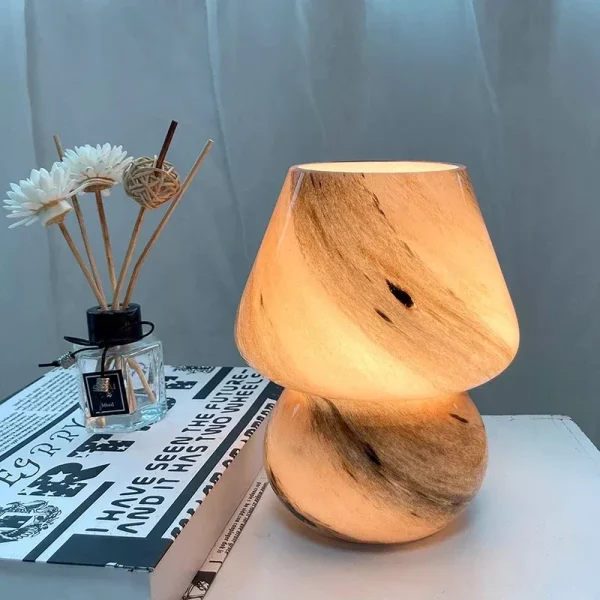 Modern Glass Table Lamp E14 Mushroom Decorative Light For Bedroom
