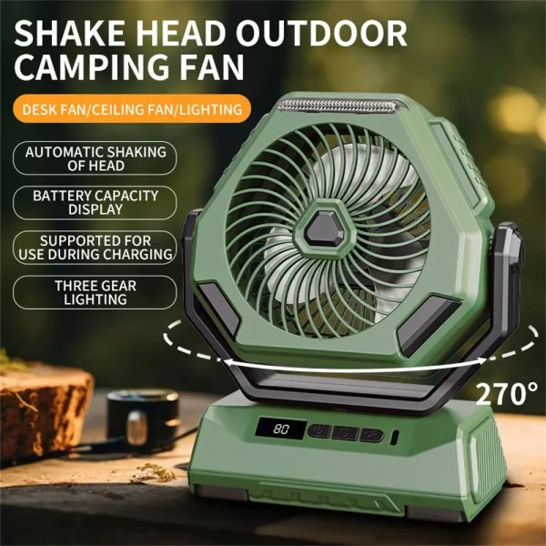 2024 New Camping Fan Rechargeable Outdoor Fan Ceiling Oscillating Fan Portable