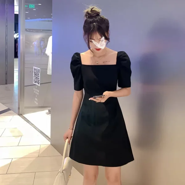 New 2024 Short Sleeve Korean Dress for Office Ladies price in Pakistan