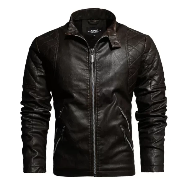 winter leather jacket, washed PU leather, European and American style jacket