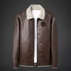 High Quality Men Leather Bomber Jacket Fleece Genuine Business Real Leather Flights Jacket - Image 2