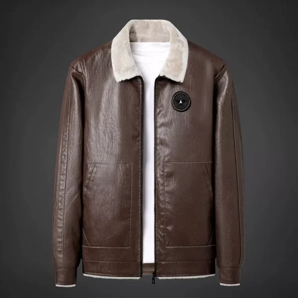 High Quality Men Leather Bomber Jacket Fleece Genuine Business Real Leather Flights Jacket