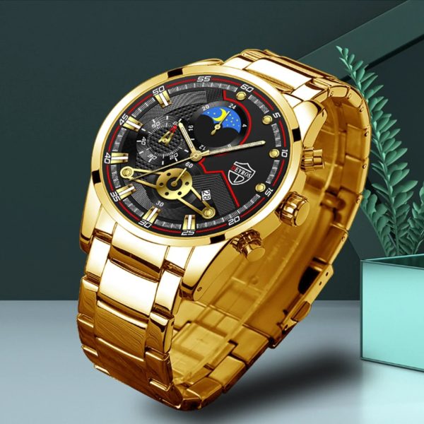 Reloj Hombre Men’s Luxury 3-Piece Business Watches Mens Full Calendar Leisure Sports Watch Men Stainless Steel Quartz WishWatch