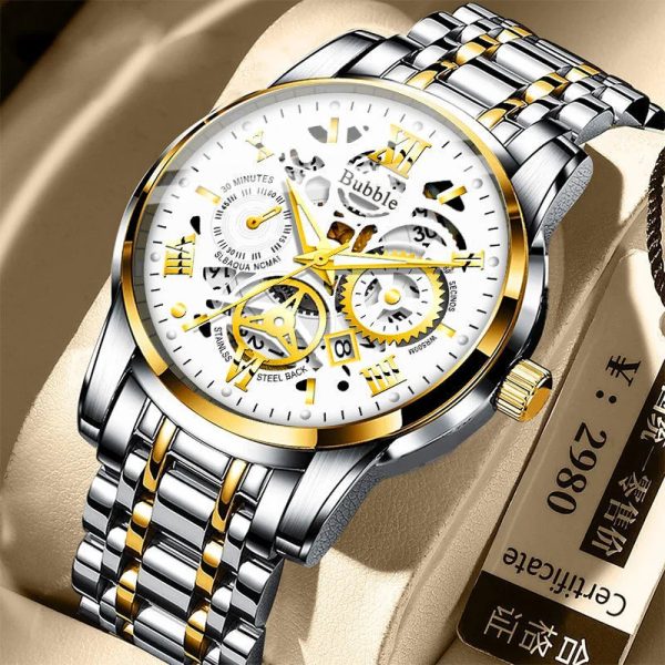 UTHAI L93 Watch For Men Trendy High end Light Luxury Versatile Quartz Watches Glow Waterproof Roman Hollow Male’s Clock Watch