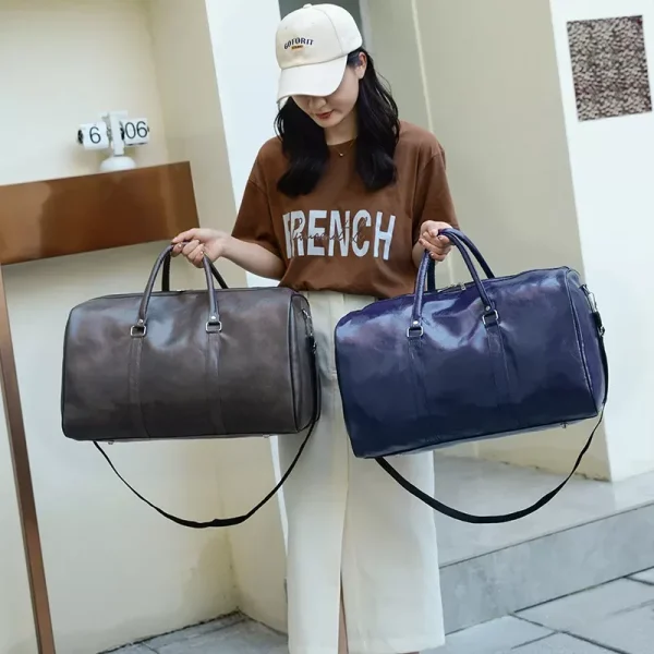 Pure Leather Men Women Travel Duffel Bag Carry on Luggage Bag 2024