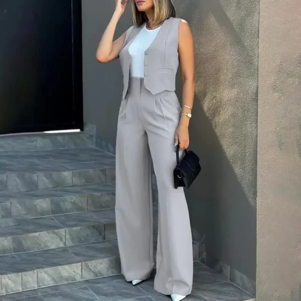 Two-piece Suit Elegant Lady Baggy Pants Set with Sleeveless price in Pakistan