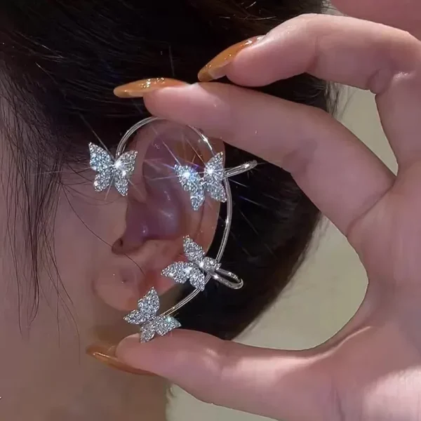 Silver Plated Metal Leaf Butterfly Clip Earrings for Women in Pakistan