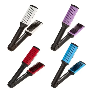 Hair Straightening Double Brushes V Shape Comb Clamp in pakistan