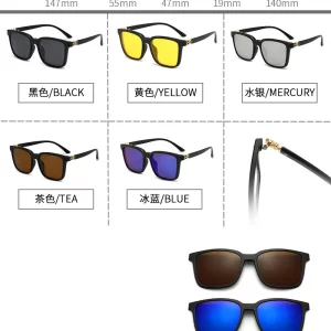 Upgrade Your Look with 5 Lenes Magnet Clip Sunglasses