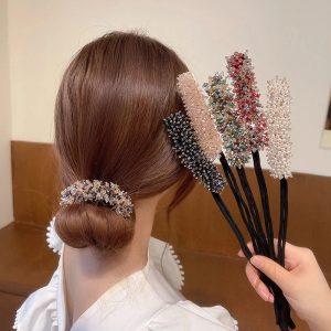 Women Easy Hair Bun Maker Floral crystal Donut Updo in pakistan