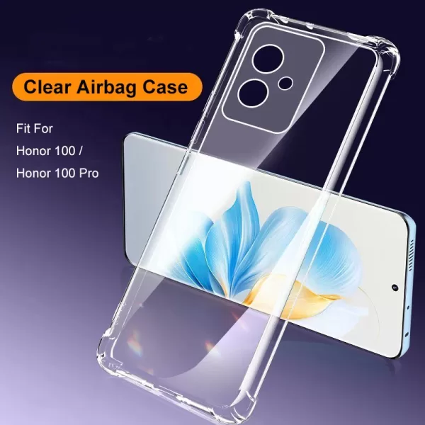 Ultra Thin Shockproof Back Airbag Clear Case for Honor 100 Pro 5G.