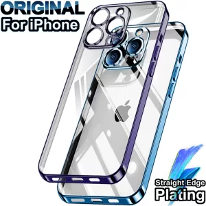 Original Straight Edge Plating Cover For Apple Clear Case Iphone 11 12 13 14 Pro Max