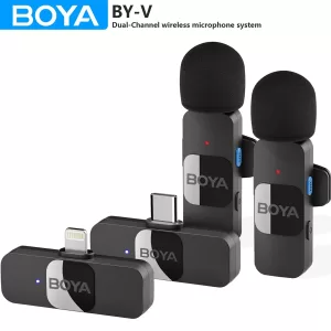 BOYA BY-V Wireless Lavalier Lapel Microphone for iPhone Android Cell