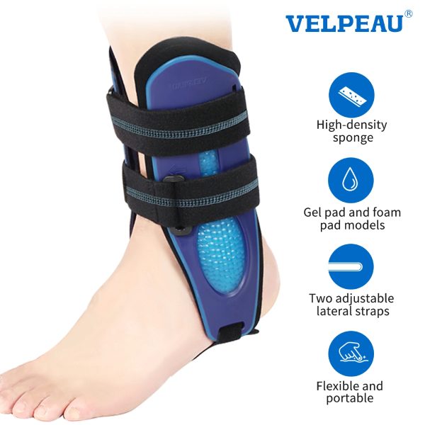 VELPEAU Stirrup Ankle Brace Adjustable for Fixing Feet and Replacing Gypsum Medical Ankle Splint Support with Foam or Gel Pad