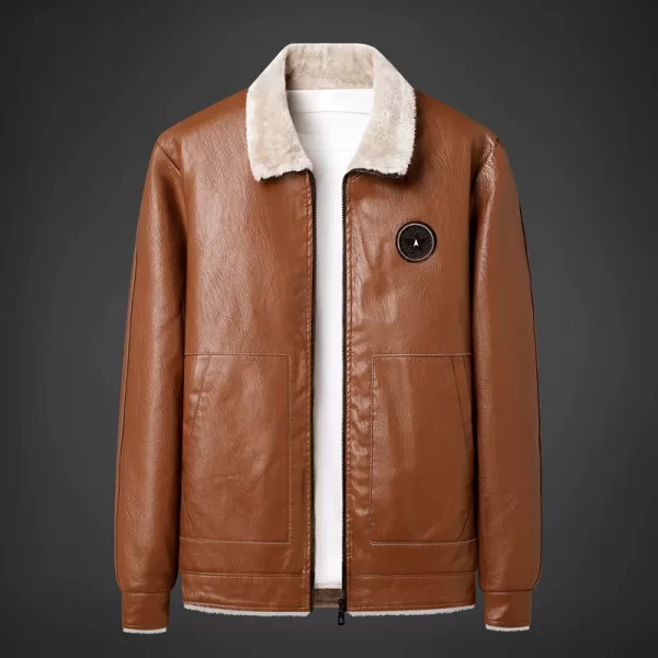 High Quality Men Leather Bomber Jacket Fleece Genuine Business Real Leather Flights Jacket