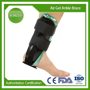 Close-up photo of a black Air Gel Ankle Brace with an open design