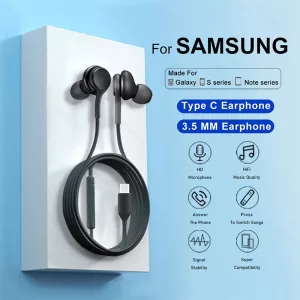 Earphone For Samsung Galaxy S23 S21 S22 Ultra Plus 3.5 mm Earbuds Headphones A54 A34 A53 A53 Accessories