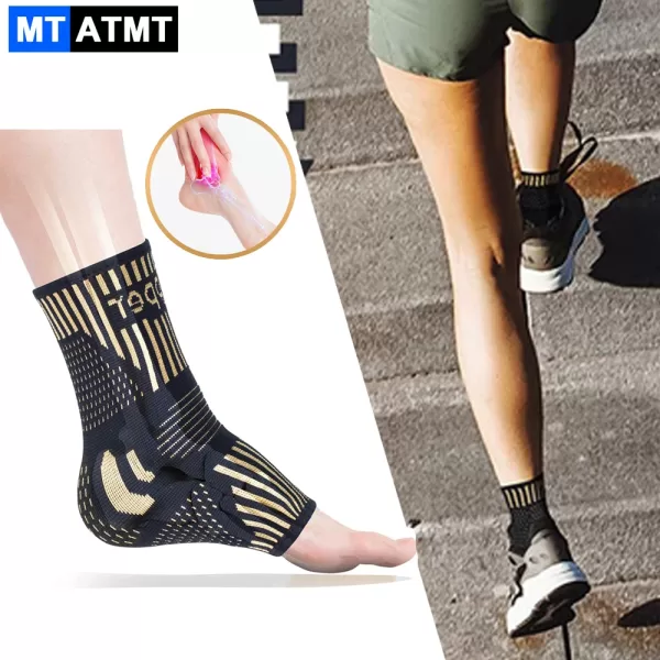 Copper ankle compression sleeves provide support and relief for plantar fasciitis pain while running.