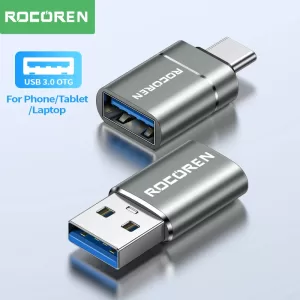 Rocoren USB Type C OTG Adapter USB C Male to USB 3.0 Female Cable Converters For Macbook Samsung S22 S20 Xiaomi 5Gbps Type-c OTG