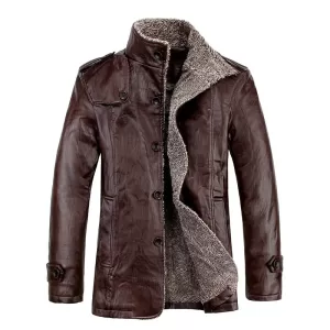 Leather Jacket 2022 Winter New Thick Warm Fleece Fashion Slim Windproof Faux Plush