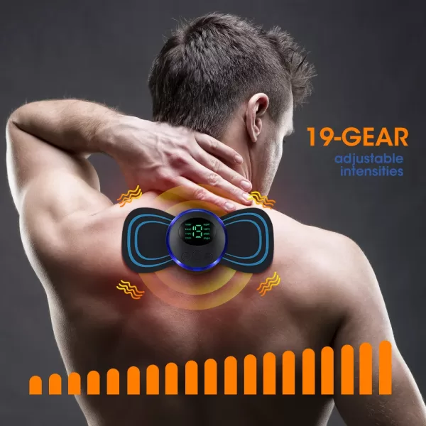 Features: * Massage part: neck / back / waist / hip / leg and other parts. * 8 modes & 19 Levels: There are different intensity levels for each mode (Tapping, massage, massage, squeezing, tapping, kneading, training, shaping) Users can choose different intensities according individual needs. * Helps relieving tiredness, relaxing muscles, improving blood circulation and burning fat. * Unlike the existing general massaging devices that only rub the outside of the muscles, massager uses to stimulate the inside of the muscles as well, to enhance the blood circulation effectively for quick recovery from fatigue. * Small size,lightweight,easy to carry and storage. Instructions: 1.Twist the host with the gel patch. 2.Uncover the transparent film on the gel patch. 3.Attach the instrument to the area where you need to massage. 4.Press the "+ " button to turn it on. 5.Press the "M " button to select the desired mode. 6.Adjust to the massage intensity that suits you. Continue to press "+ " to increase the intensity and "-" to decrease the intensity.