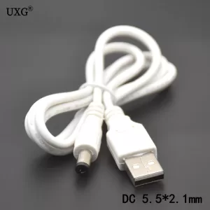 0.25M 1M 2M DC Power Plug USB Convert To 5.5*2.1mm DC 5.5x2.1mm White Black L Shape Right Angle Jack With Cord Connector Cable