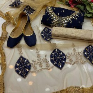 Stunning Party Wear: Unstitched Suit with Exquisite Khushai