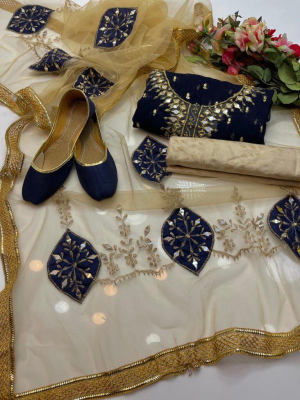 Stunning Party Wear: Unstitched Suit with Exquisite Khushai