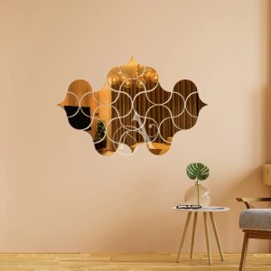 Geometric Fireclay Acrylic Mirror Wall Stickers reflecting a modern living room interior.