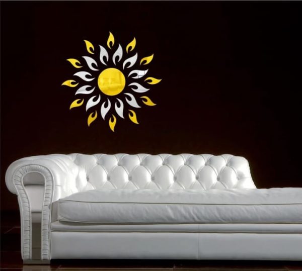 Sun Shape Acrylic Mirror Wall Stickers ₨