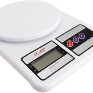 Sleek and compact digital bathroom scale with a clear display and a modern design.