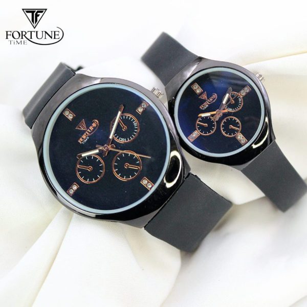 Black Silicone Strap Men and Women Watches with Chronograph