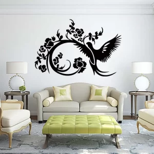 A close-up photo of a wooden eagle wall sticker with a realistic design and natural wood grain.